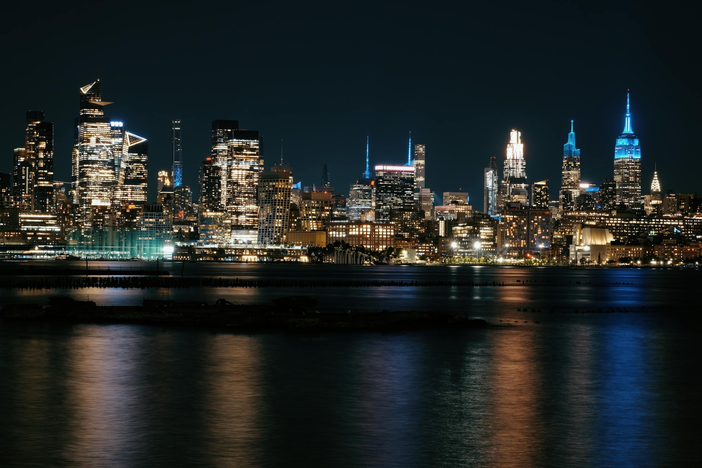 City skyline at dusk